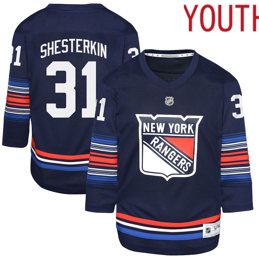 Youth New York Rangers 31 Igor Shesterkin Navy Alternate Replica Player NHL Jersey